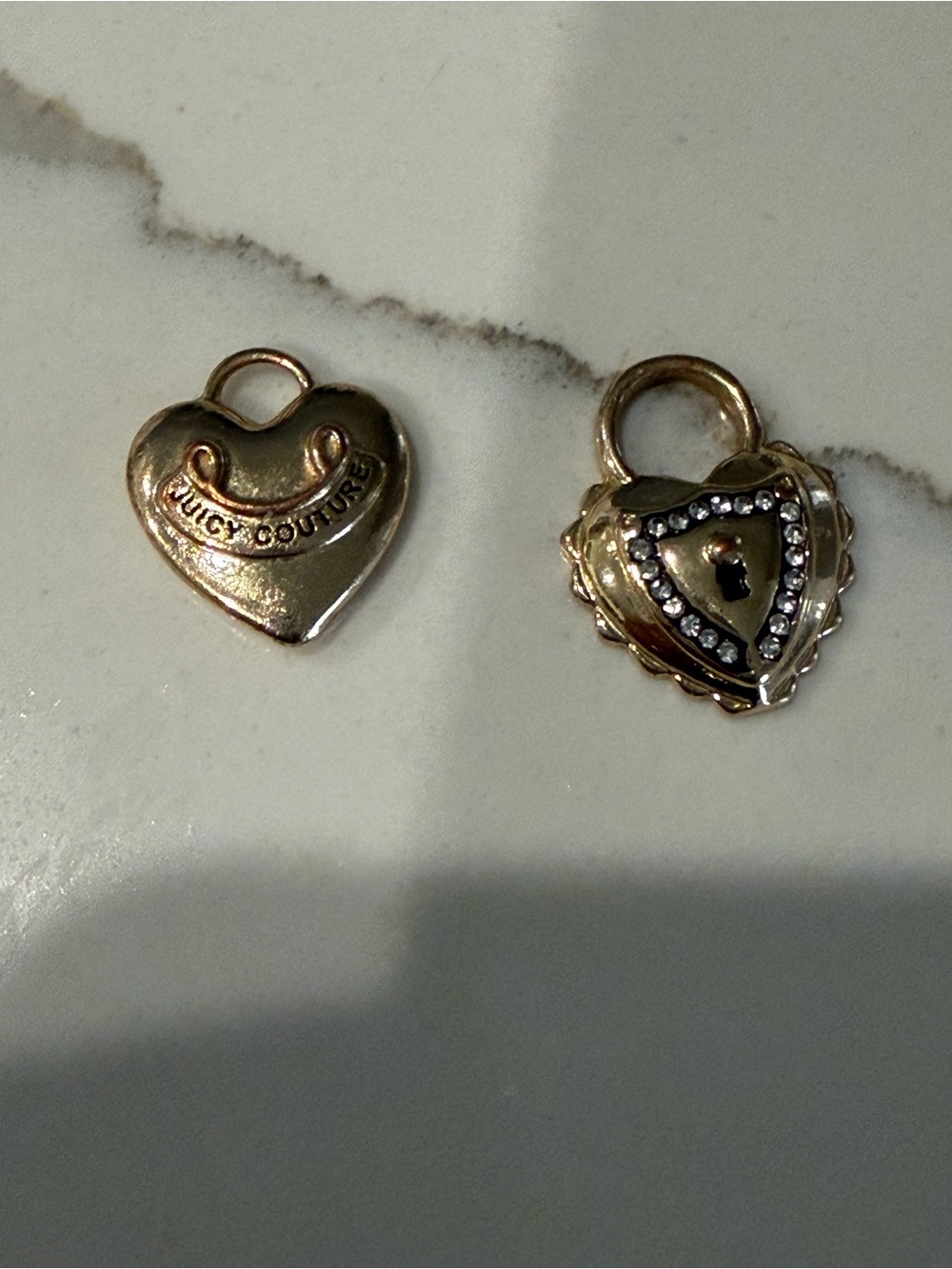Juicy Couture Gold Heart Lock and Rhinestone Heart Charm Set